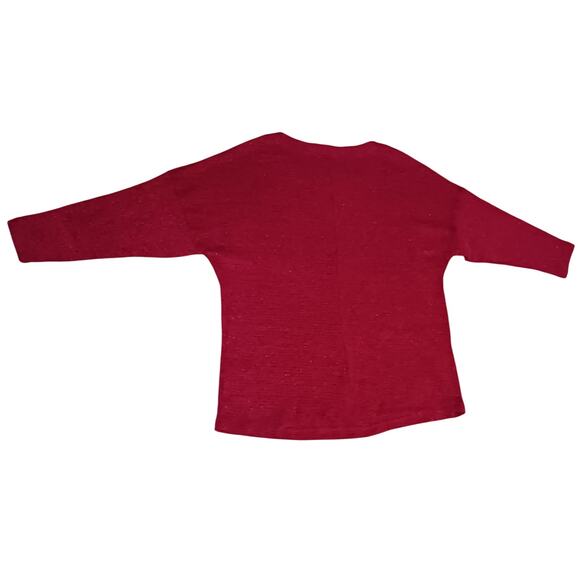 Chenault Womens Red Ribbed Metallic Sparkle Chenille Sweater Size 2X - Picture 2 of 9